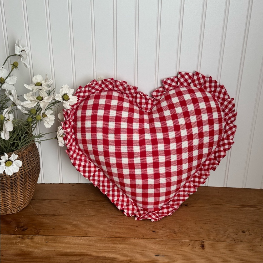 Threshold Red Gingham Heart Pillow